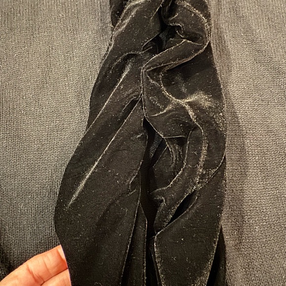 Silk Angora Blend Black Cardigan Sweater Women Med Velvet Ruffle Trim Whimsygoth - Picture 5 of 11